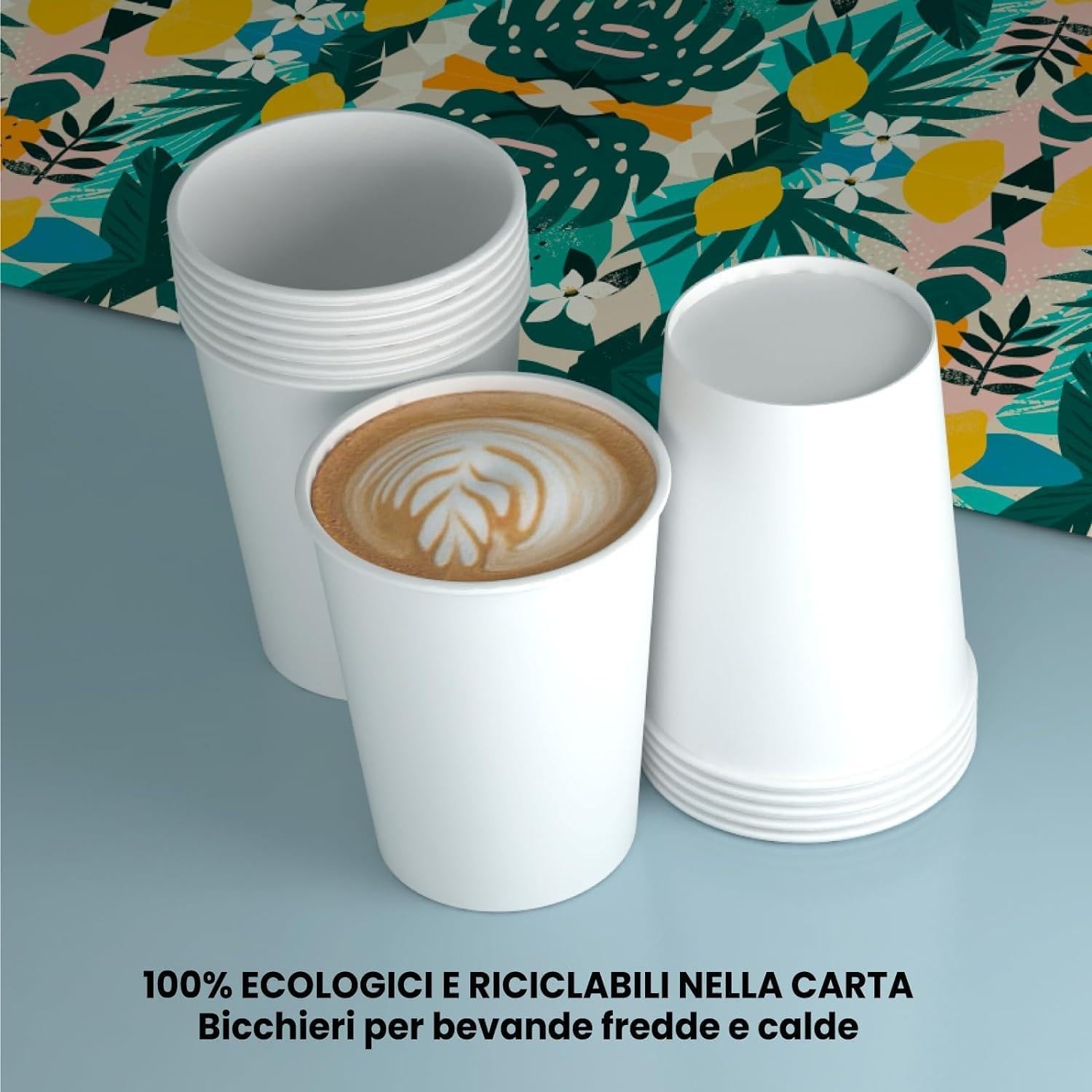 DETERMONDO Bicchieri in Carta 180 ml, 500 Pezzi, Bianchi, Monouso Compostabili, Ecologici e Biodegradabili, Per Acqua, Resistenti per Bevande Fredde e Calde, Ideali per Eventi, Feste, Catering
