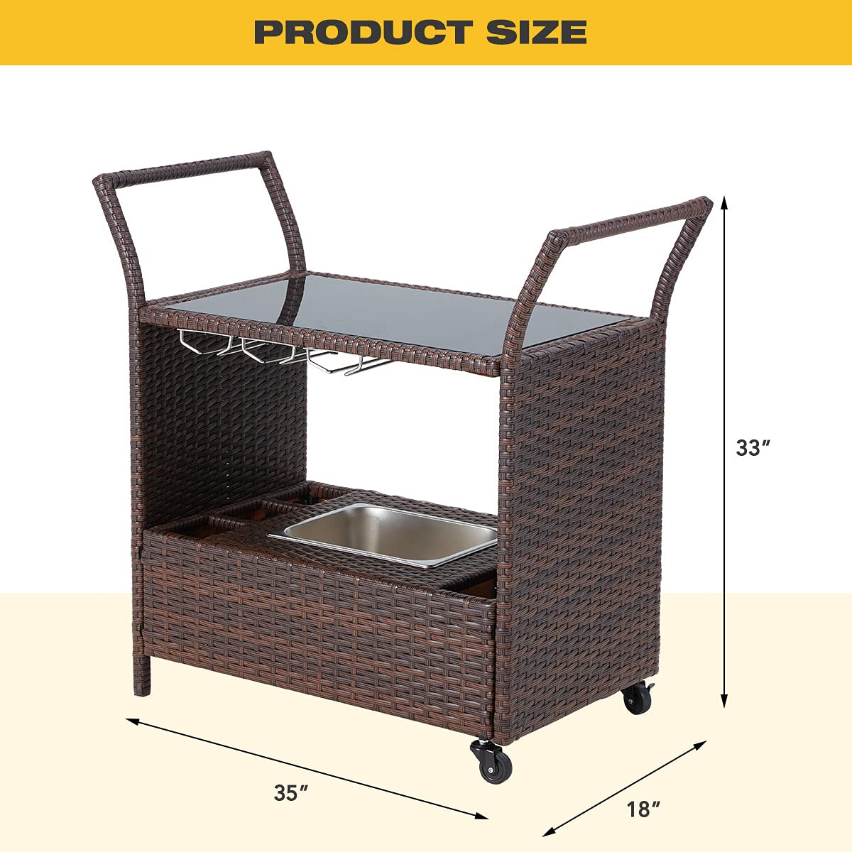 Amazon.com: DNYKER Outdoor Wicker Bar Cart on Wheels,Patio Wine  display picture 1