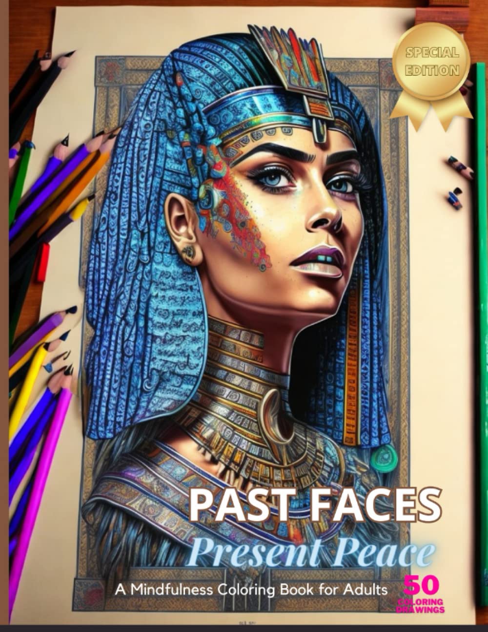 Past Faces, Present Peace: A Mindfulness Coloring Book for Adults: Anxiety relief coloring books for adults relaxation and stress