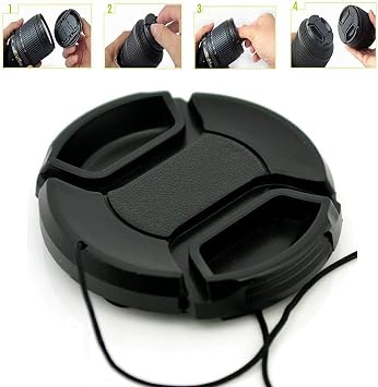 Universal Center Pinch Snap-on Front Lens Cap 40.5mm 46mm 49mm 52mm 55mm 58mm 62mm 67mm 72mm 77mm 82mm for choose For Canon Nikon Sony Pentax Olympus Fuji Camera with String (40.5mm)
