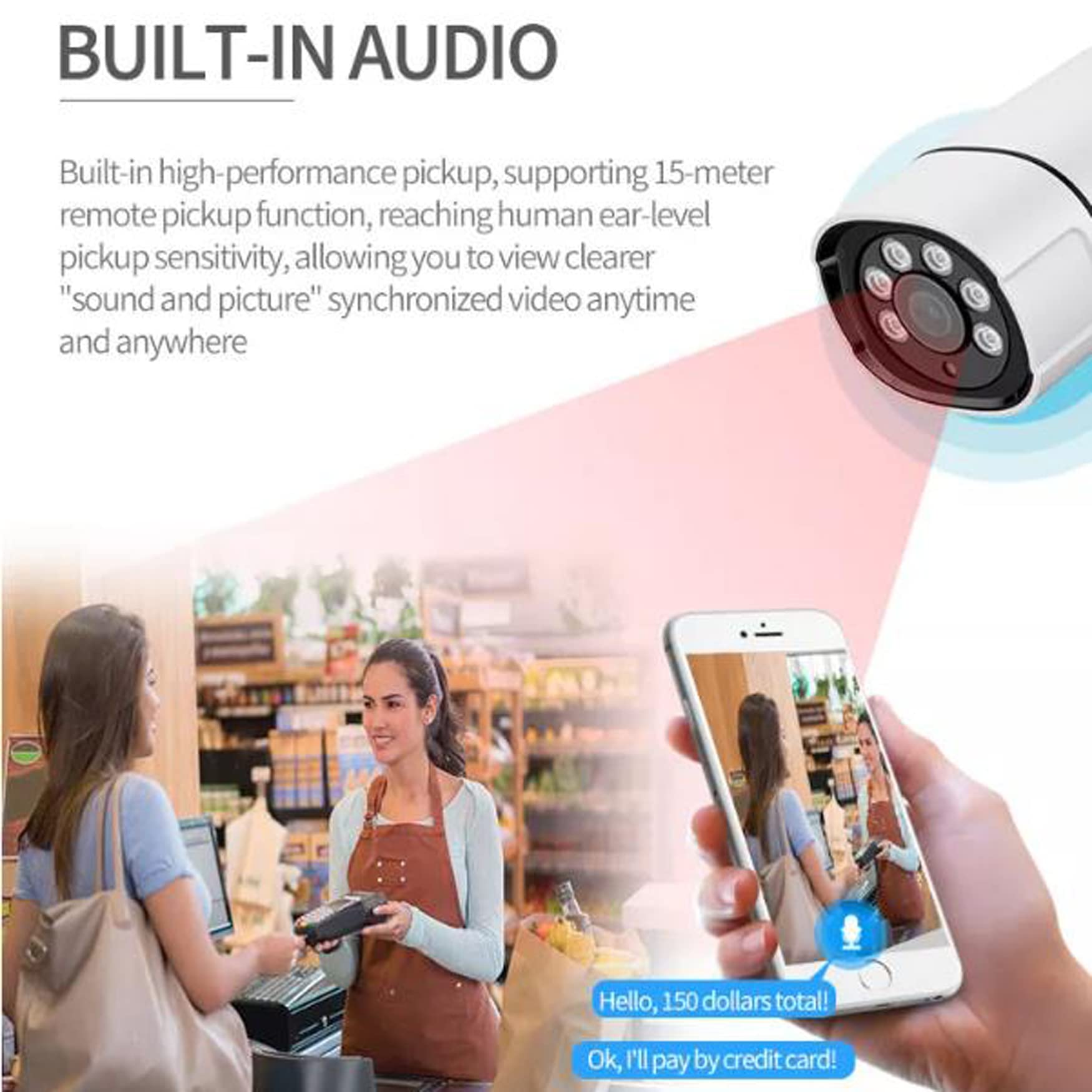Sistema di telecamere di sicurezza domestica wireless WiFi da 5 MP con 4 telecamere, kit di videosorveglianza 2K HD per esterni con audio, rilevamento del movimento, visualizzazione remota