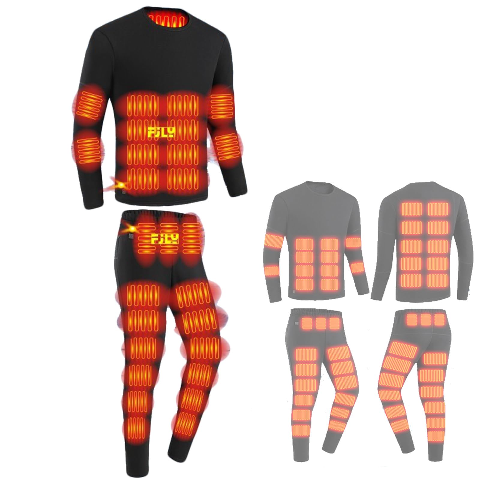 Sous-vêtements thermiques chauffants pour moto et randonnée hivernale ensemble lavable