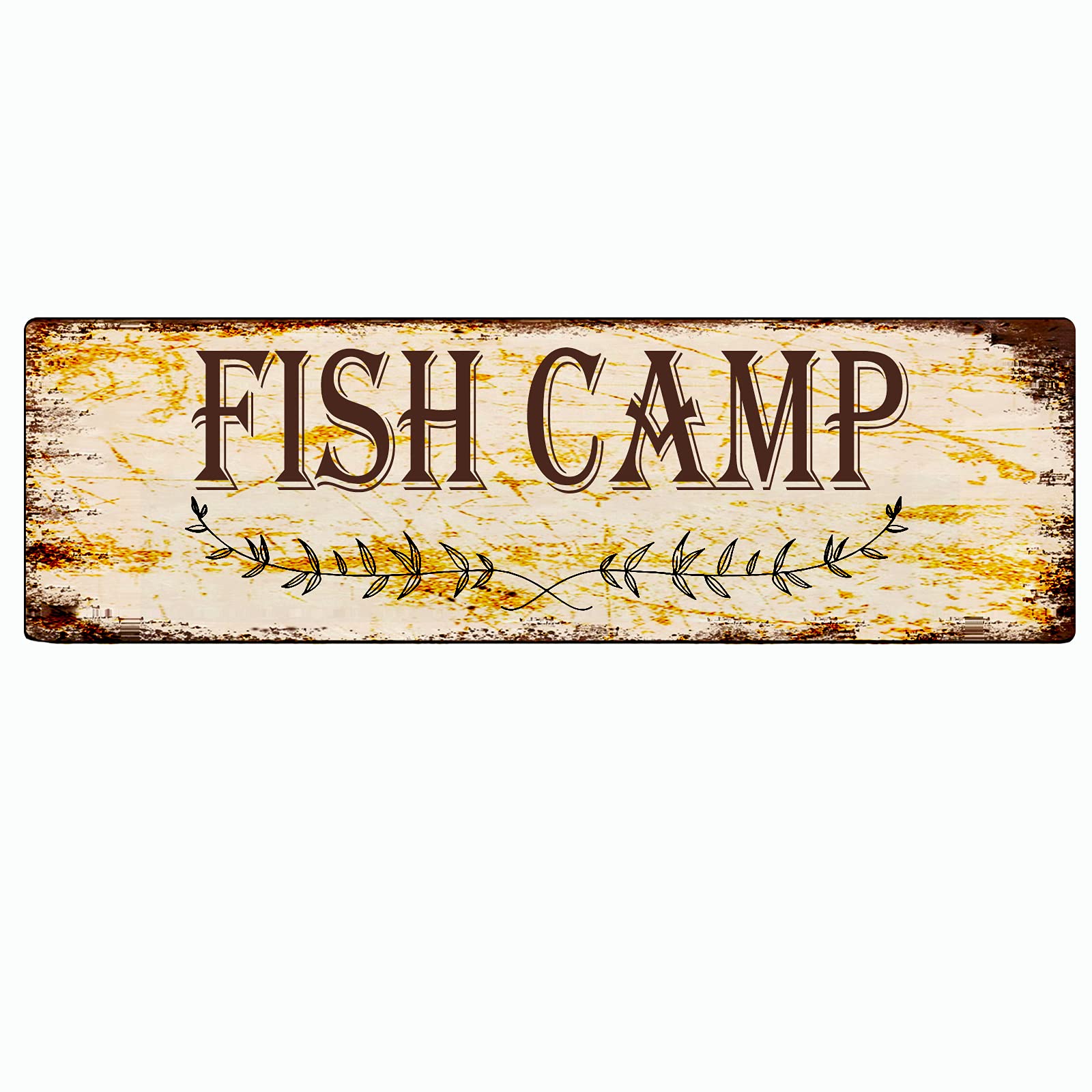 Fish Camp Retro Tin Signs Aluminum Metal Sign for Kitchen Home Garden Wall Bar Cafe Decor 4x16 Inch