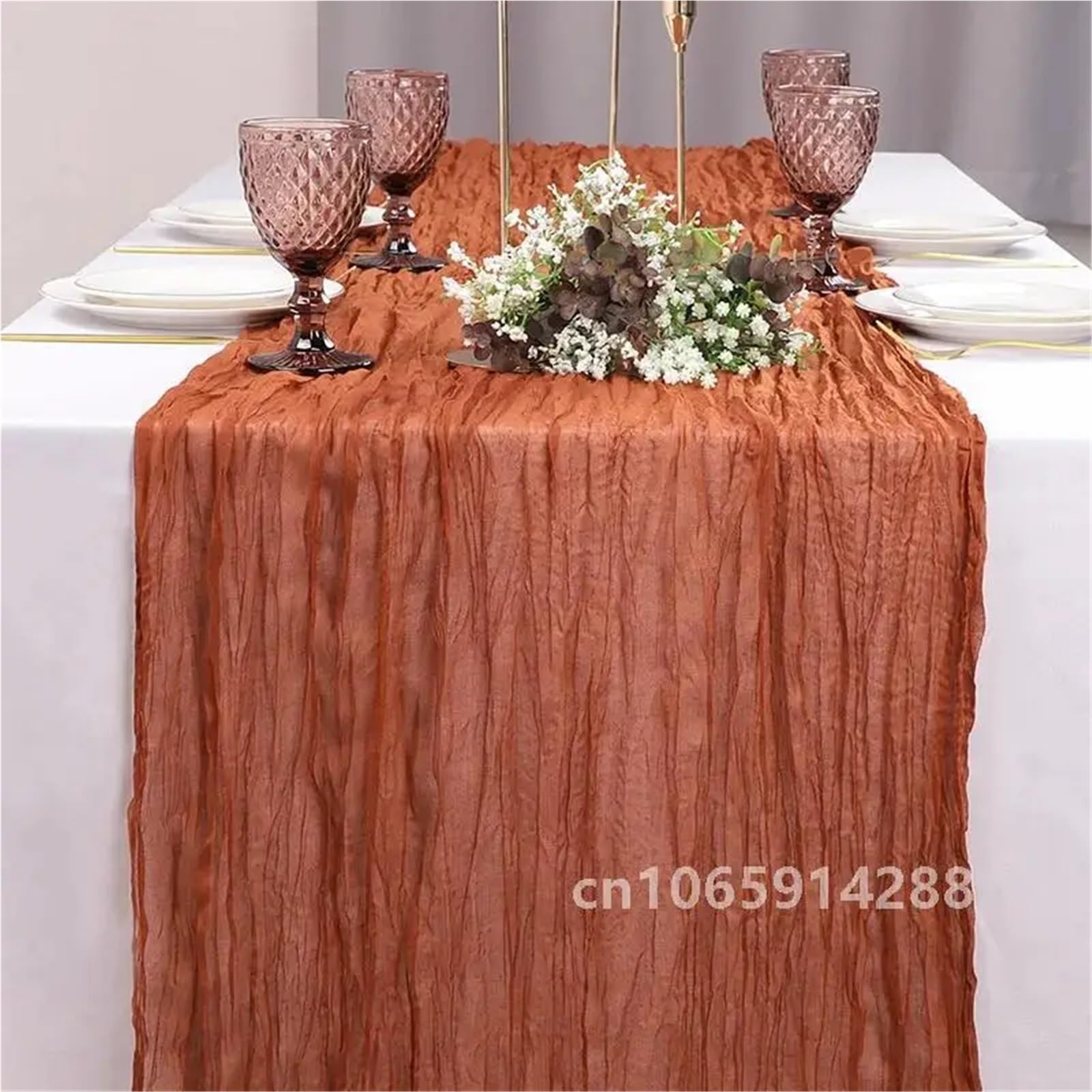 Runner da tavola in garza Wedding Table Runner Terracotta Gauze 35x120 Inch Cheesecloth Party Cover(Beige,2Pcs)