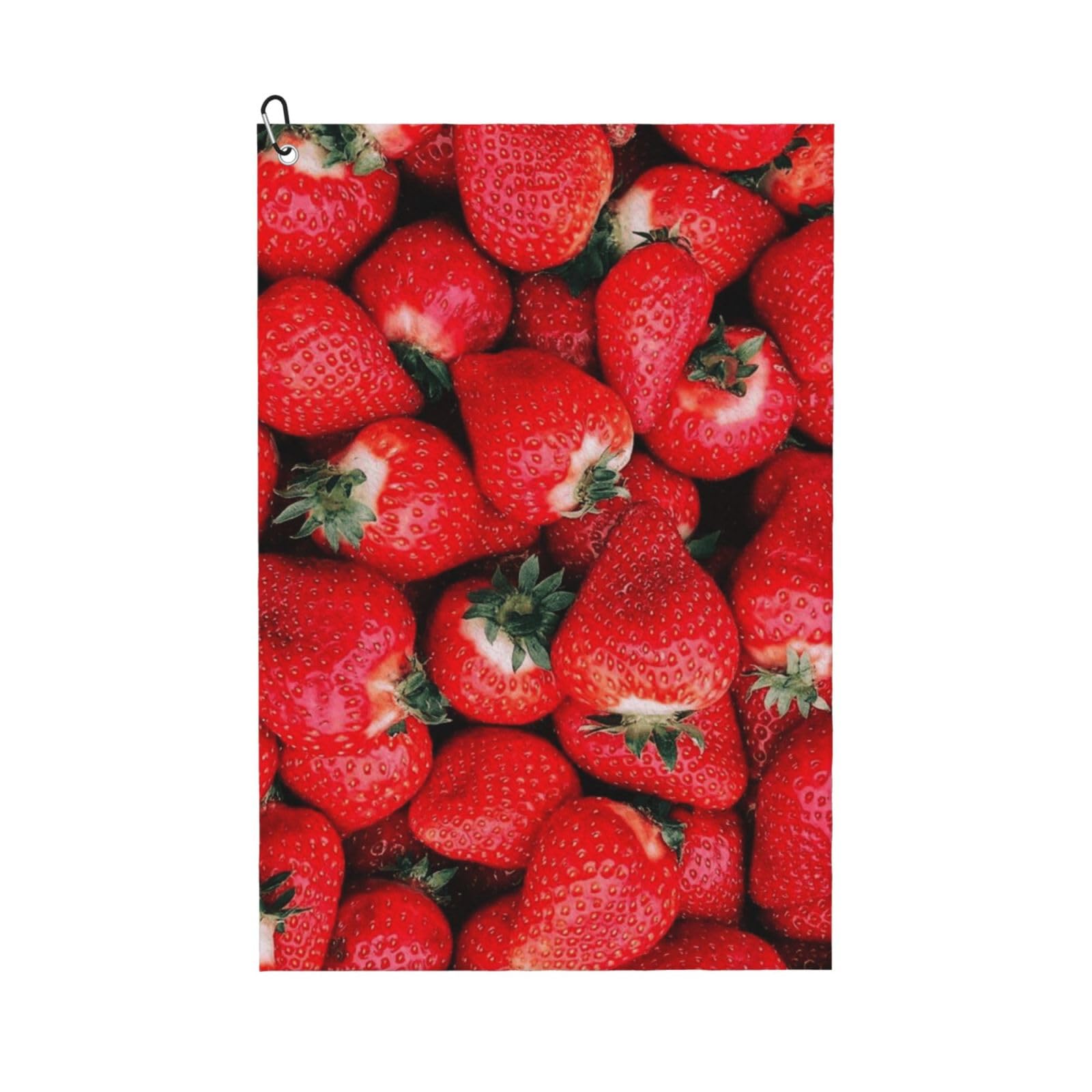Hnnkloy Red Strawberry, 16x24 in Portable Waffle Golf Towels with Carabiner Clip for Golf Bag