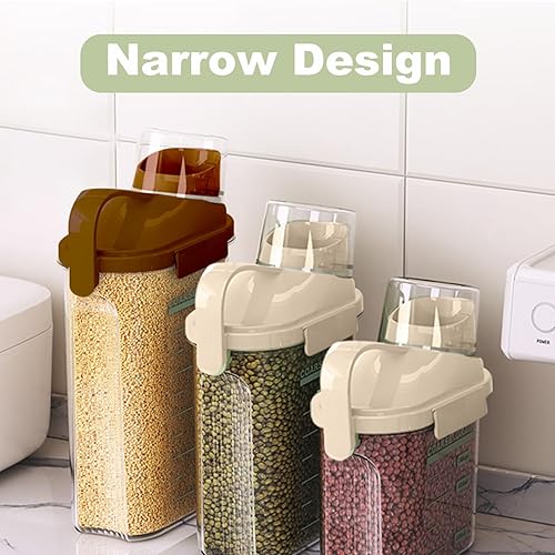 Miniatura 2 de Paquete de 3 recipientes herméticos de almacenamiento de alimentos para cereales y alimentos secos con asas y tapas, recipientes de plástico
