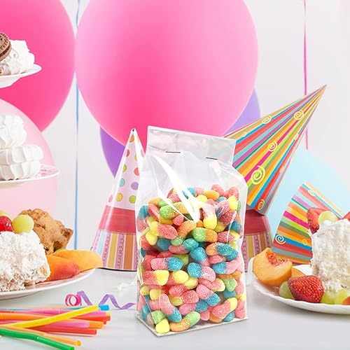 Miniatura 3 de Yotelab Bolsas de celofán de fondo plano, 3 x 2 x 8 pulgadas, bolsas de celofán reforzado con inserto de papel, 100 unidades