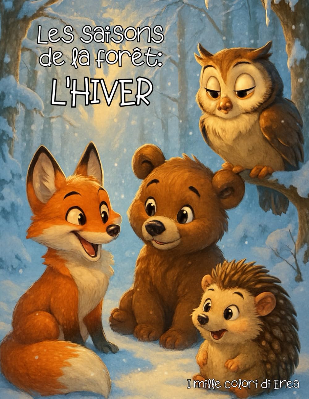 Les saisons de la forêt: l'Hiver: Livre de coloriage pour les enfants de 4-6 ans: Coloriages d'ours, de renard, de hibou et de hérisson - Dessins faciles avec des lignes épaisses et un dos blanc