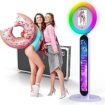 Portable Photo Booth Machine, Photobooth for iPad 10.2"-13",RGB Ring Light,Instant Shoot, Share and Print,APP/Remote Control,for Parties Wedding Rental(White,Flight Case)