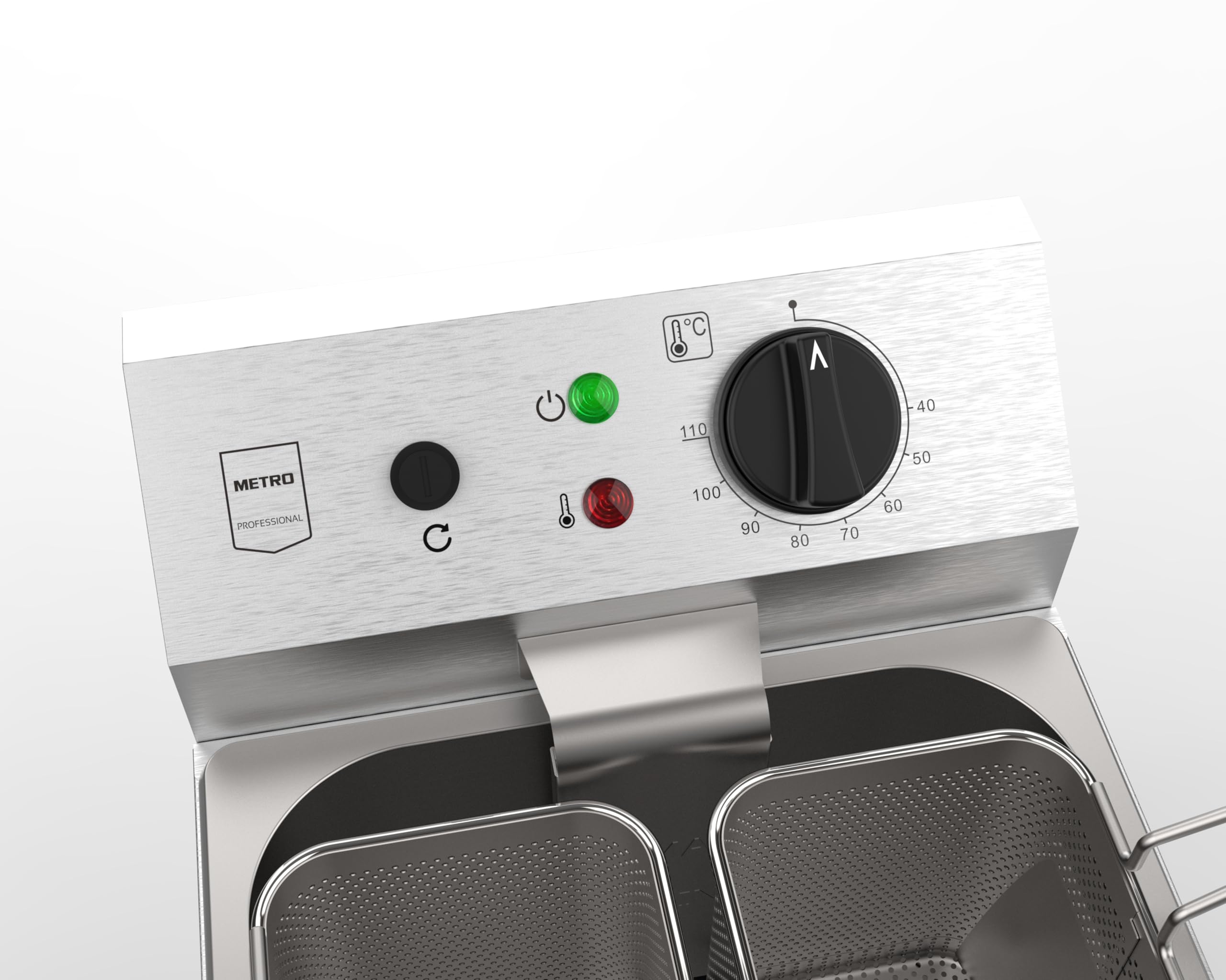 METRO Professional Cuocipasta Elettrico da Banco GNC1008, Acciaio Inox, 8 L, 4 Cestelli, 3150 W, con Rubinetto, Argento