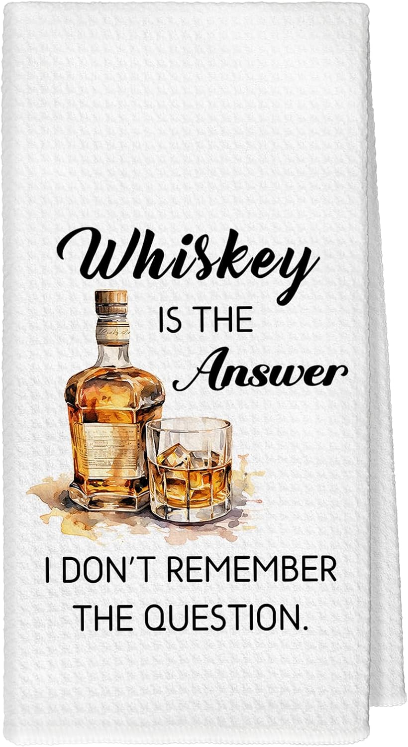 Funny Bourbon Gifts Kitchen Towels,Gifts for Whiskey Lovers Hand Dish Towels Decor, Gift for Drinker Bartender Women Men Tea Towel for Kitchen Bar Cart Decorative, 16x24 Inch