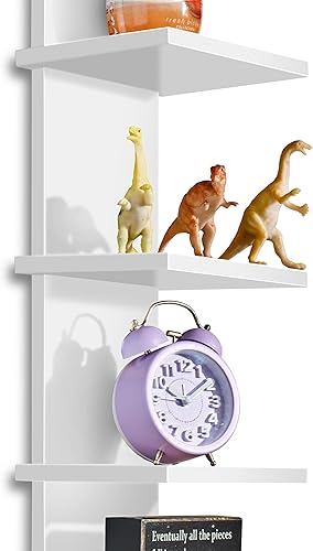 Miniatura 9 de Sorbus Estantería de pared de 5 niveles con ganchos, estantería de columna vertical para decoración del hogar y organizador de almacenamiento,