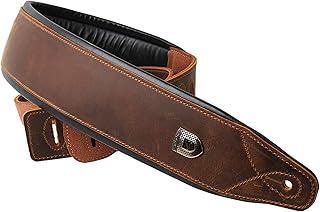 Zavddy Tracolla per Chitarra Guitar Strap Imbottita in Pelle Basso Elettrico Cinghia di Grano Superiore con la Cinghia Regolabile Adatto per Giocare A Lungo (Colore : Marrone, Size : 8X(108-142) cm)