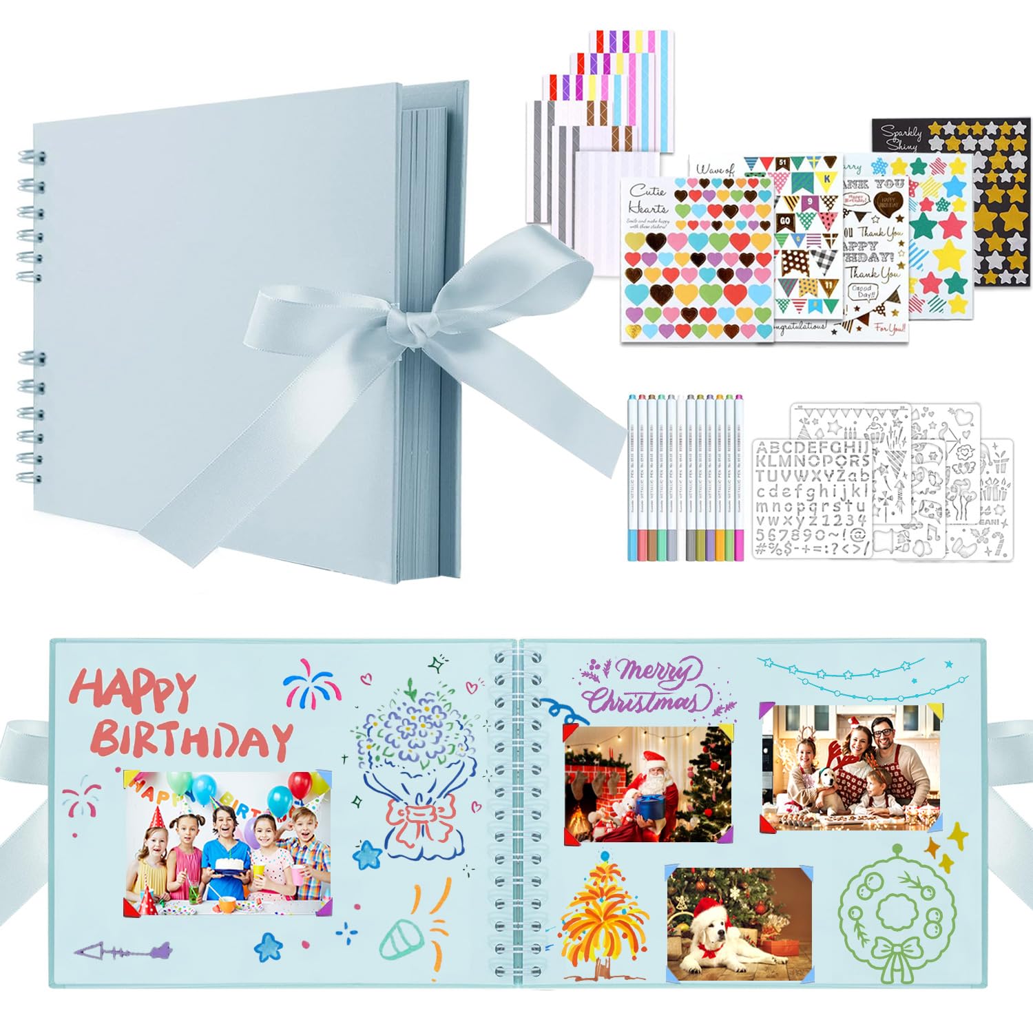 SYMOLO Photo Album Scrapbook Supplies Kit, 30 x 21 cm 80 Page Memory Book — image 1