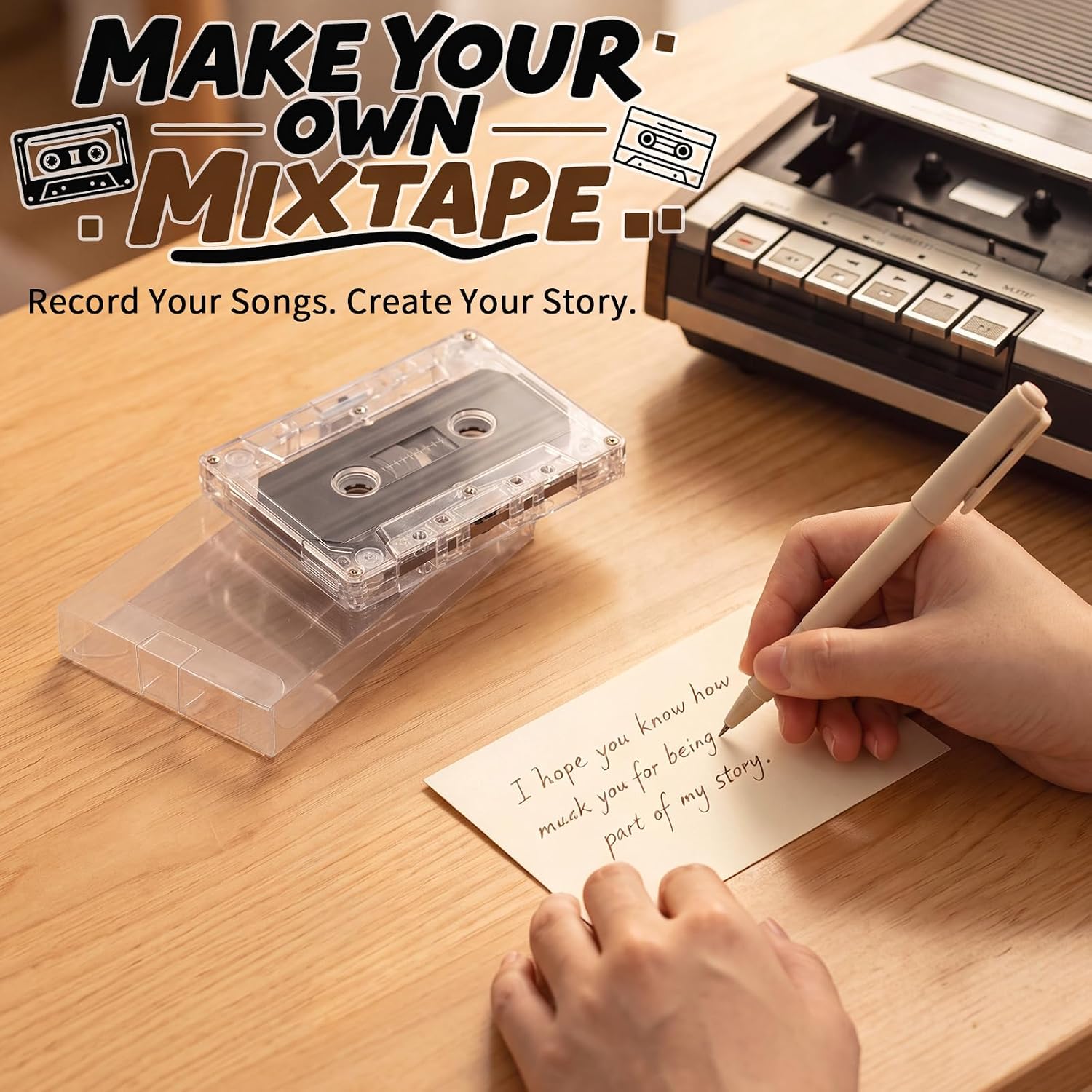 Mikikit 10 Pack Blank Cassette Tapes with Individual Clear Cases, 30 Min