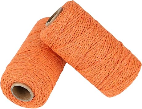 656 Feet Cotton Bakers Twine Spool 10 Ply,Crafts Twine String for DIY Crafts and Gift Wrapping Orange