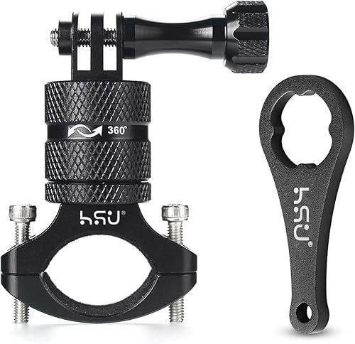 Miniatura 8 de HSU Soporte de manillar de bicicleta para GoPro Hero 13121110987654 AKASO Campark Osmo Action 34 y otras cámaras de acción, soporte giratorio de