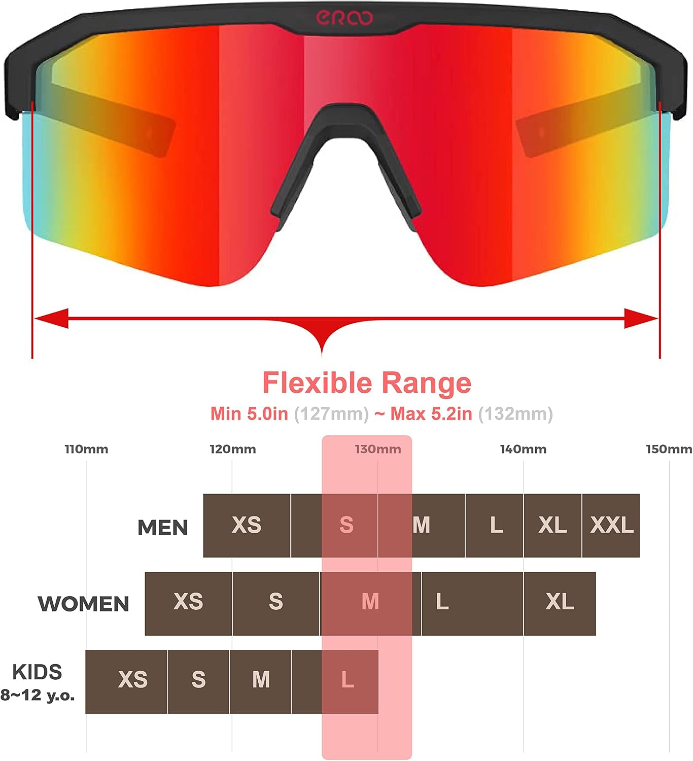 Eazyrun Kids Polarized Sports Sunglasses for Age 8-12 Youth Baseball Softball Cycling Glasses UV Protection for Boy Girl