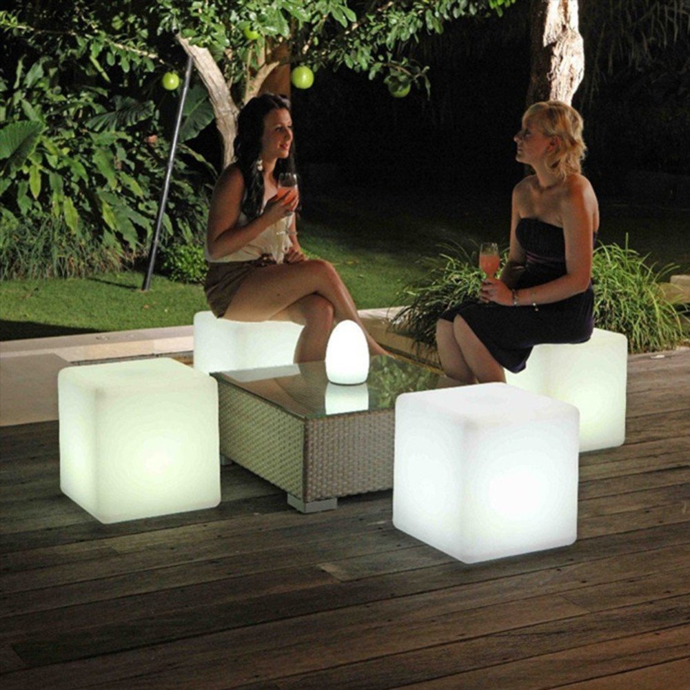 Chaise cube LED étanche avec télécommande pour bar extérieur et buffet de fête