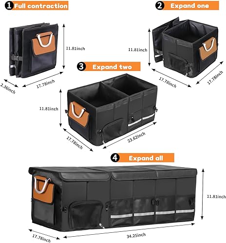 Miniatura 2 de HAMOPY Organizador y almacenamiento para maletero de automóvil con compartimento separado para 1 par de zapatos, resistente con tapa y bolsa