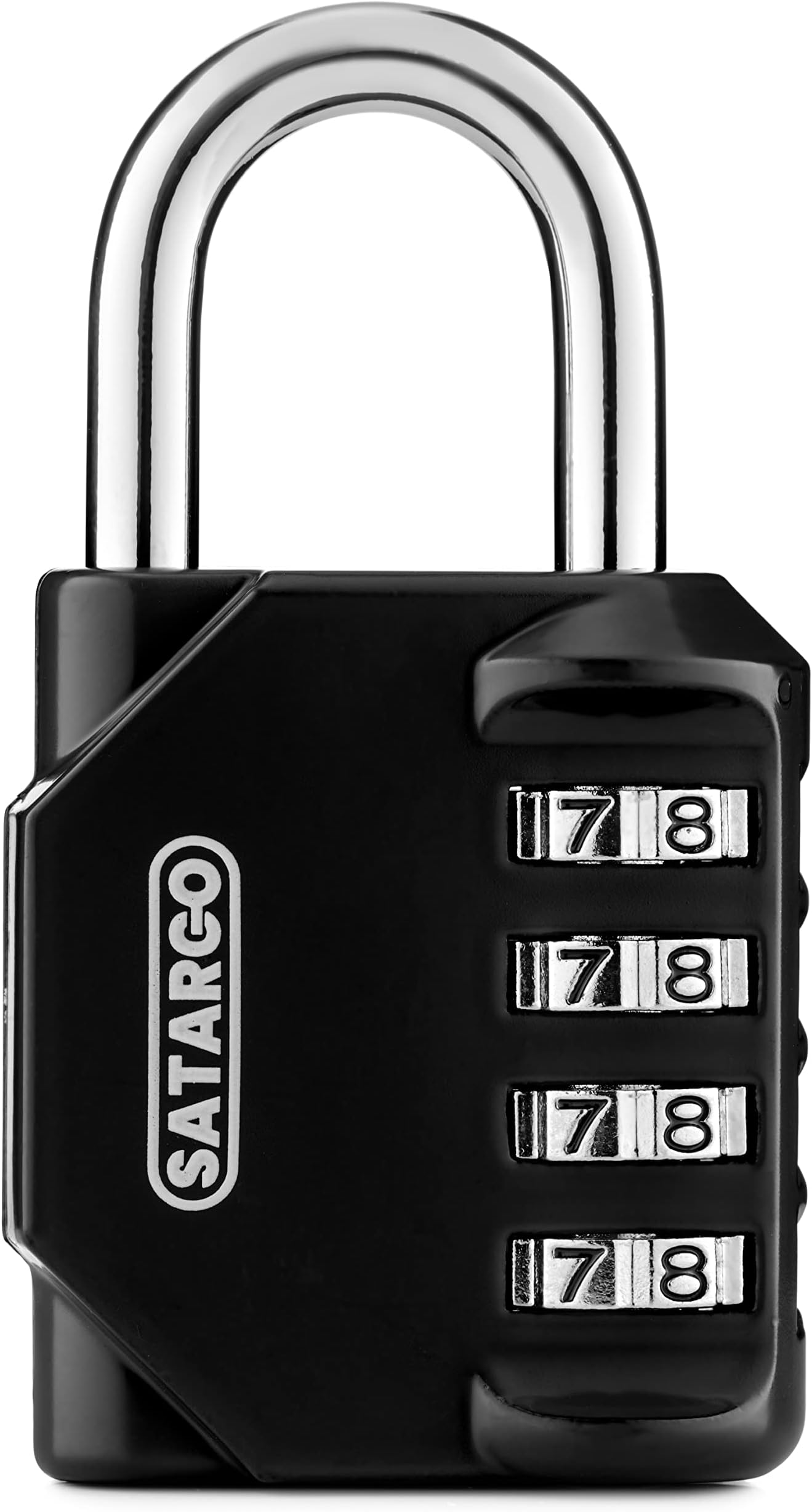 4 Digit Combination Lock for Locker Room Cut Resistant Gym Padlock with Code - Indoor Outdoor Small Combo (Black)