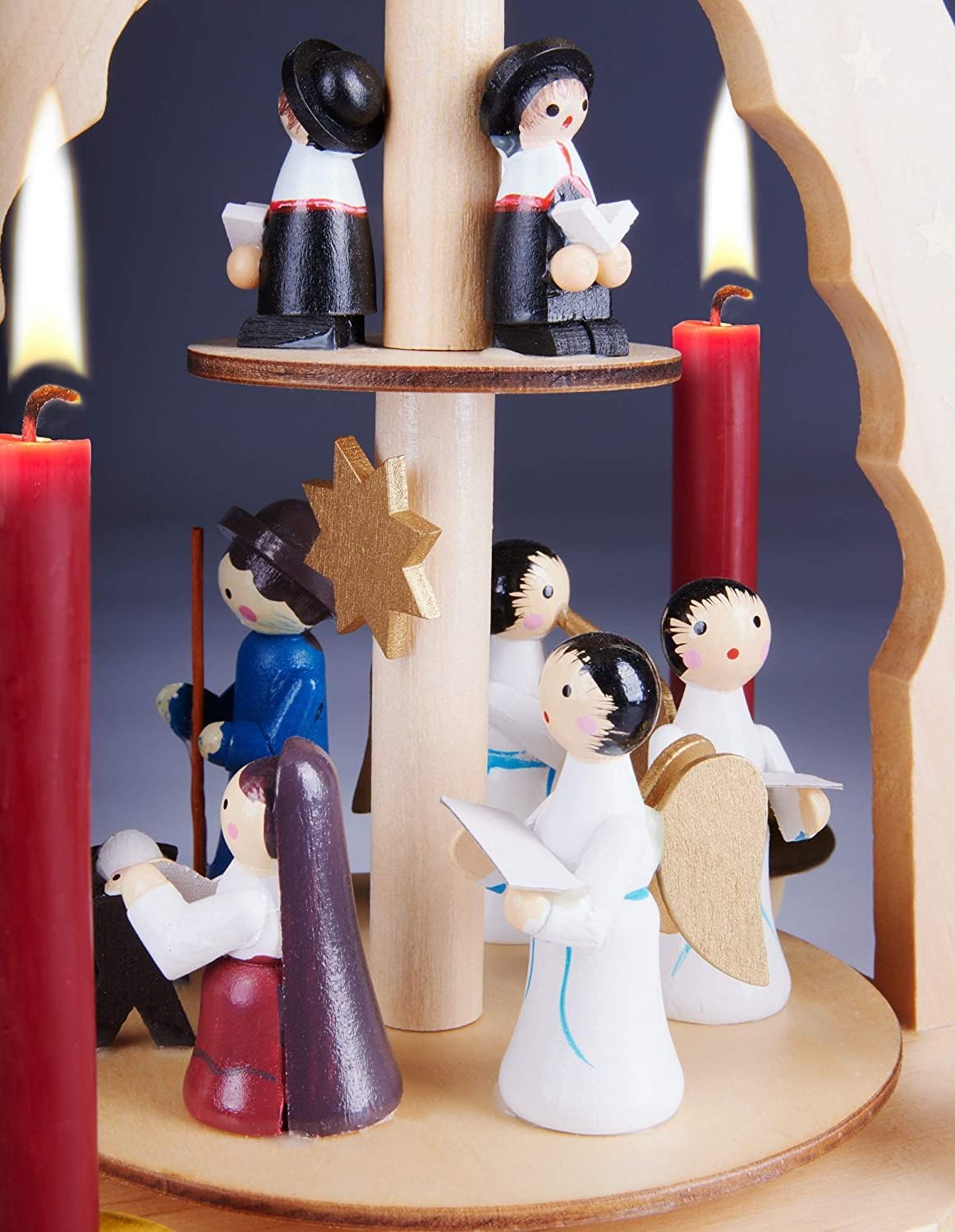 BRUBAKER Christmas Pyramid - 12 Inches - 'Jesus in The Crib' - Handpainted - Designed in Germany