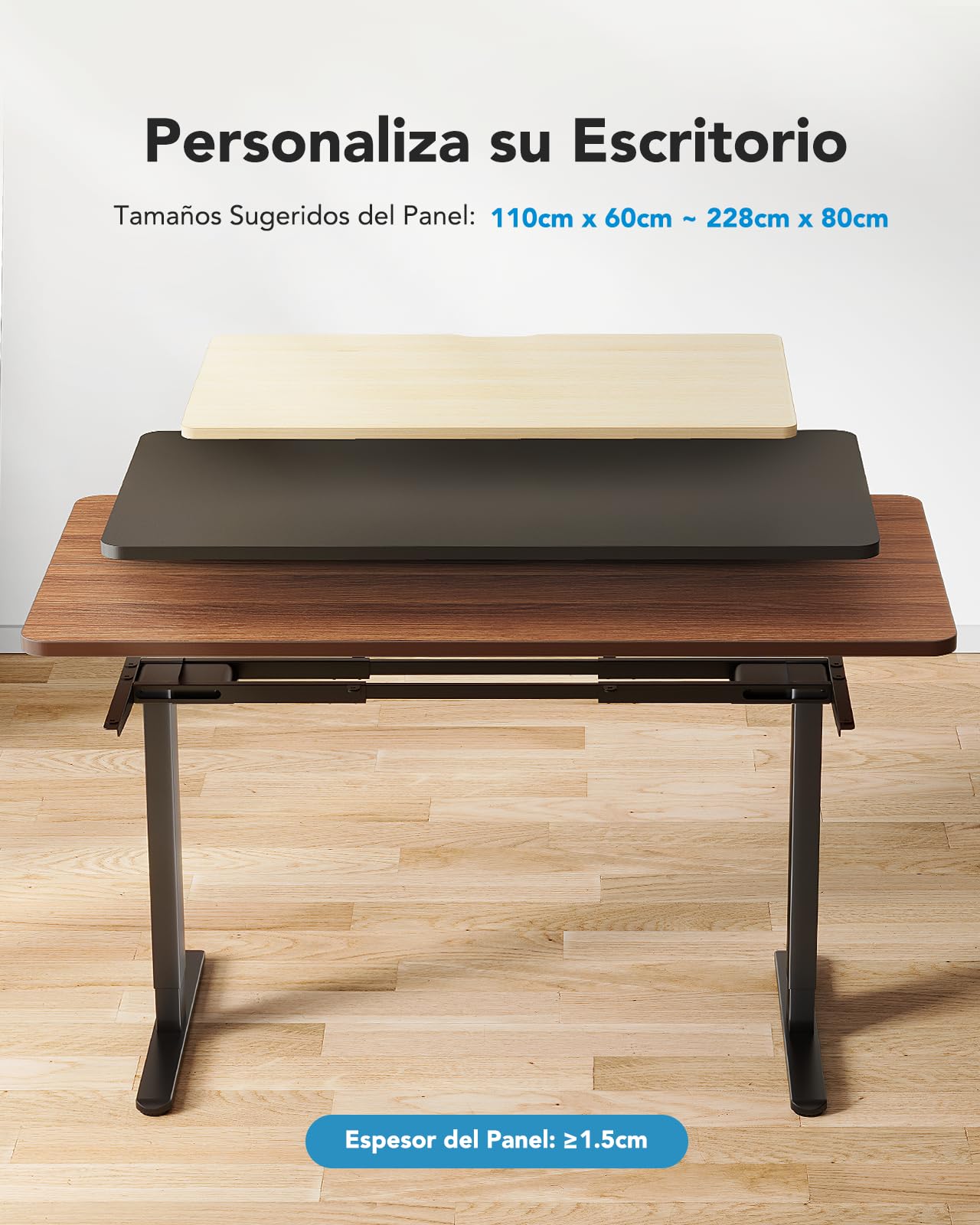 HUANUO Marco Escritorio Elevable Eléctrico de 2 Motores, Patas Mesa Escritorio con Forma en T de Acero de Grado Automotriz, Carga 120kg, Máx. 228 x 80 cm