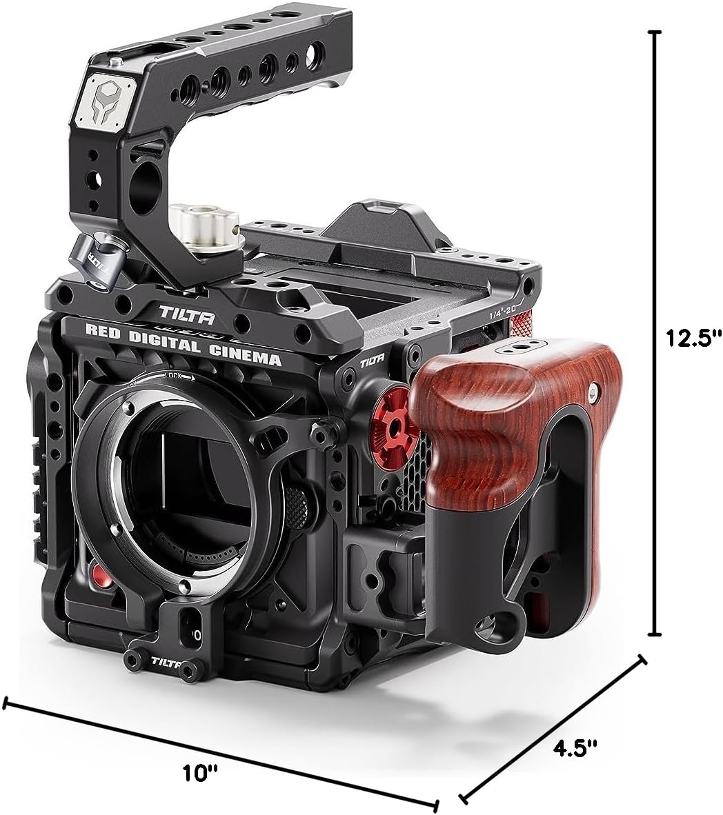 Tilta Camera Cage Compatible with RED Komodo-X Lightweight Kit in Black | Mount Accessories | Modular Design | Lens Adapter Support | Wooden Handle | Lightweight TOP Handle | TA-T53-B-B