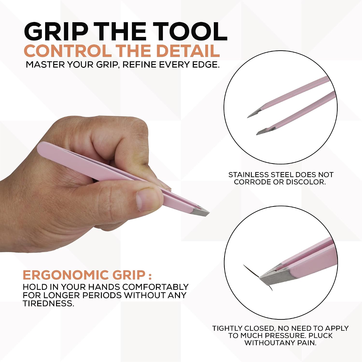6 Pieces Professional Stainless Steel Tweezers for Eyebrows with Curved Eyebrow Scissors for in Grown Hairs,Precision Tweezers Set for Women & Men Hair Plucker with Fiber Tip image 5