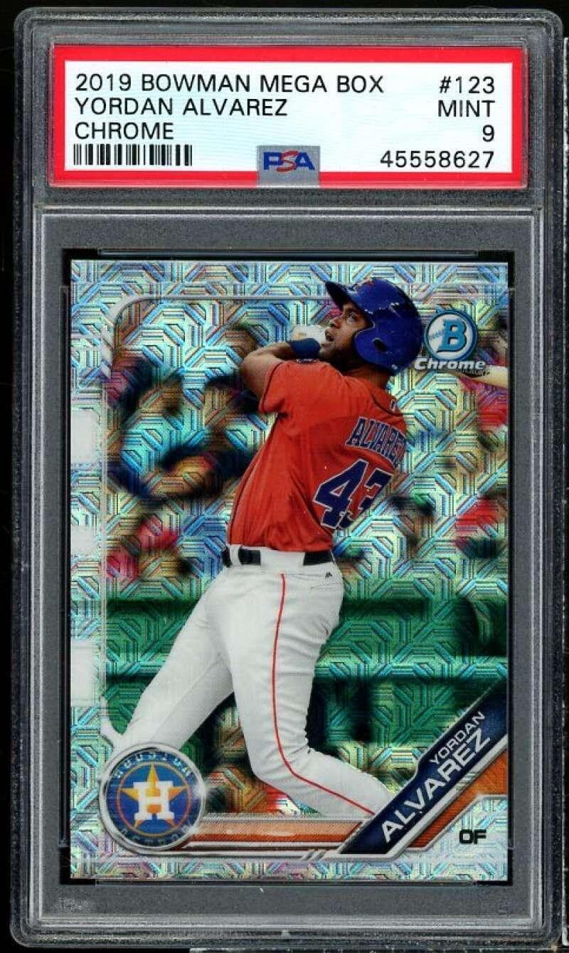 Yordan Alvarez Rookie Card 2019 Bowman Mega Box Chrome #123 PSA 9 - Baseball Slabbed Rookie Cards