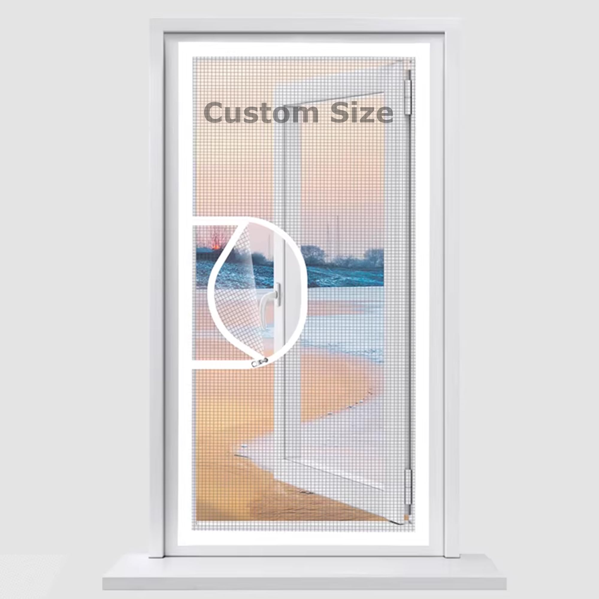 Fly Screens for Windows, Custom Size Window Netting, Anti-Mosquito Insect Mesh with Double Zipper, Self-Adhesive Cat Protection Net for Balcony Kitchen