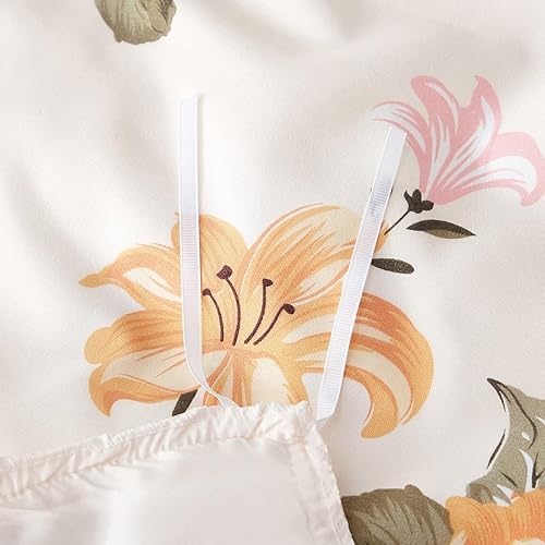 Miniatura 6 de Jolusere Juego de funda de edredón botánico floral rojo, tamaño Queen, funda de edredón con pompones blancos, funda de edredón estética, bohemio,