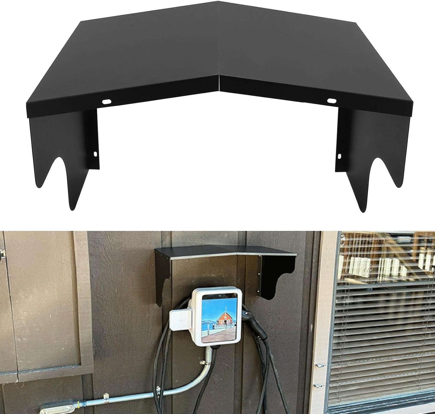 Electric Vehicle Charging Station Cover, Weatherproof Charging Station Roof, Easy Installation Carbon Steel EV Wall Charger Protective Cover for Standard Charging Stations