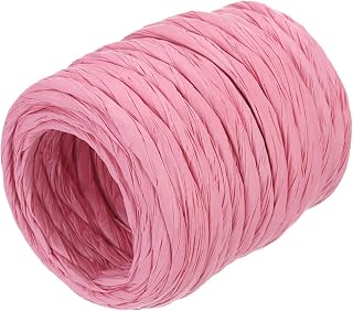 sourcing map Cuerda de papel de rafia para manualidades, cuerda de embalaje de 13 yardas, hecha a mano, cuerda de papel trenzado para manualidades, decoración, embalaje de regalo, color rosa