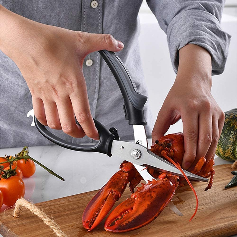 GTHTUHFD Kitchen Scissors,Kitchen Shears Stainless Steel Fish Chicken Bone Shears Tool Meat Vegetable Barbecue Kitchen Supplies Poultry Shears