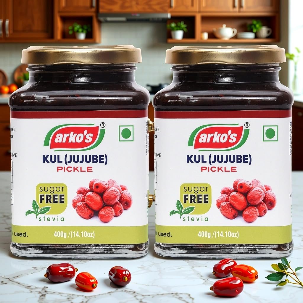 Homemade Sugar Free Kul Pickle 800gm with 100% natural ingredients,Indian Traditional Bengali Hot,Tangy,Sour & Spicy Kuler achaar, Ber ka Achar, Jujube Pickle, Oil Free,Kul (Ber, Jujube, Regi Pandu) achar.Perfect for Rice, Roti,Paratha,Ready to use Use stevia instead of Sugar