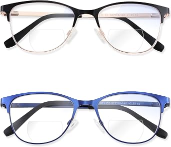 Bifocal Reading Glasses Women,Fashion Clear Top Cheaters Oversized Readers,Stylish Cat Eye Wide Ladies Eyeglasses