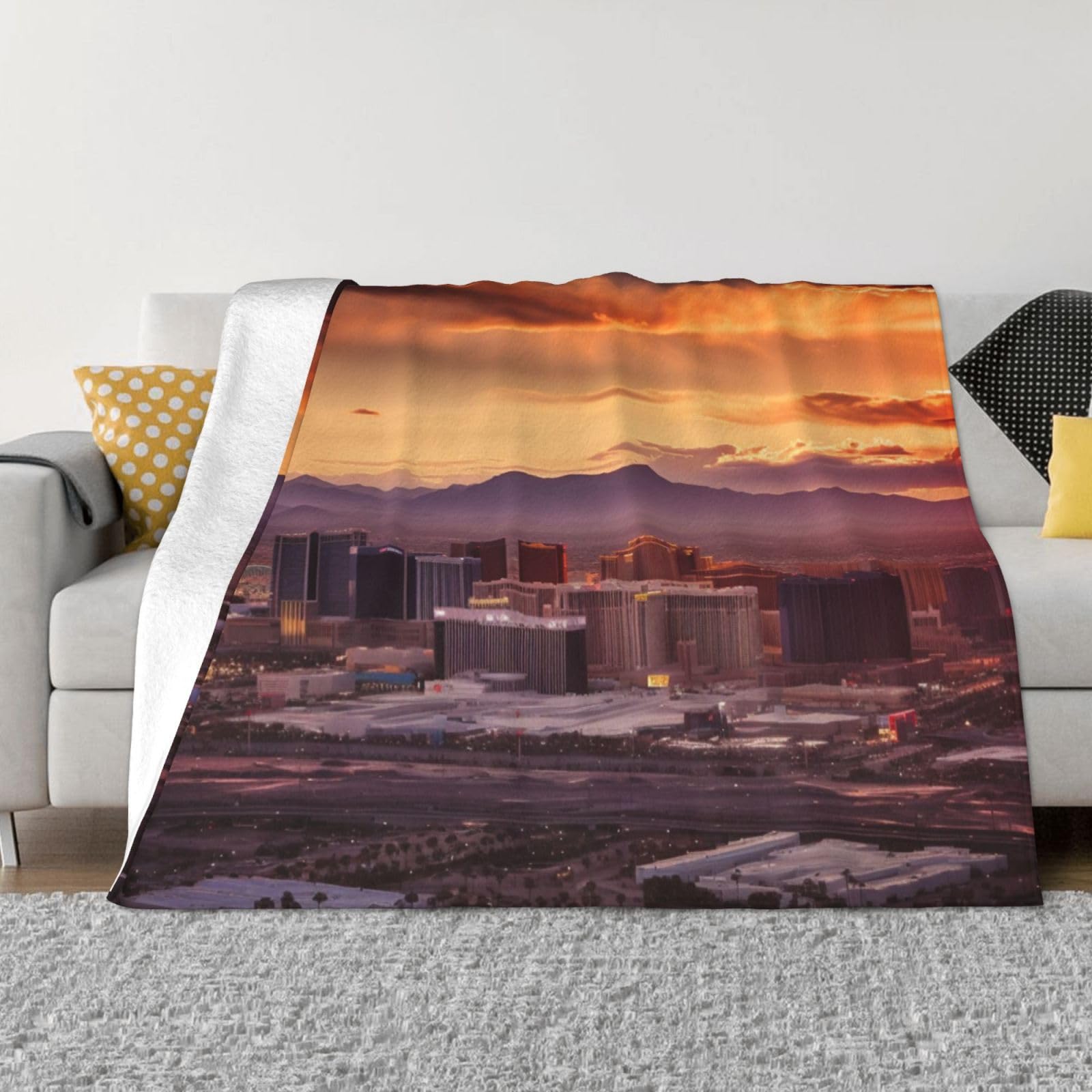 Couverture chaude en flanelle Las Vegas plaid pour grand lit et canapé de salon