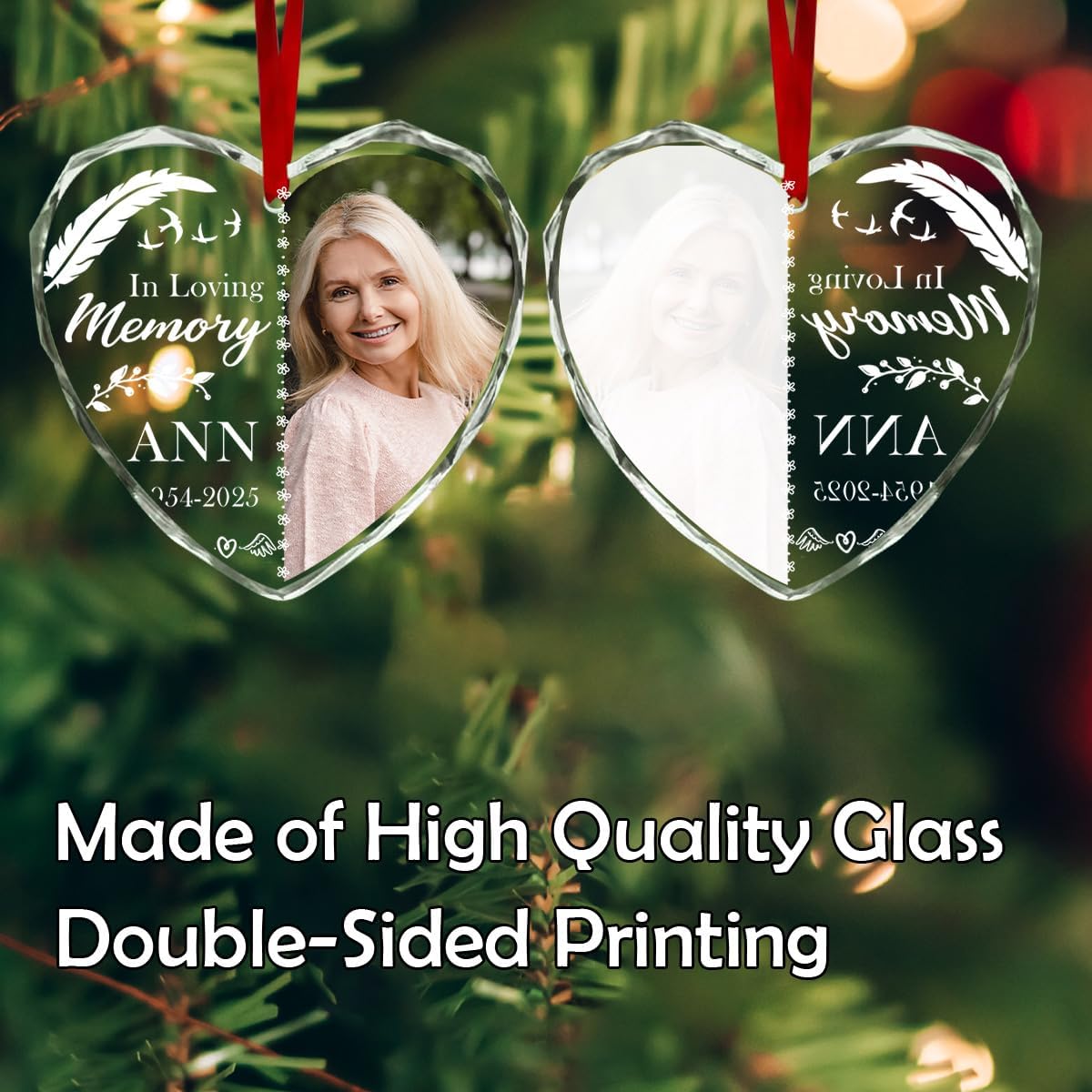 Personalized I am Alway with You Christmas Ornament, Custom Photo Name Years Car Pendant Sympathy Keepsake Gift for Loss of Loved One Dad Mom Remembrance