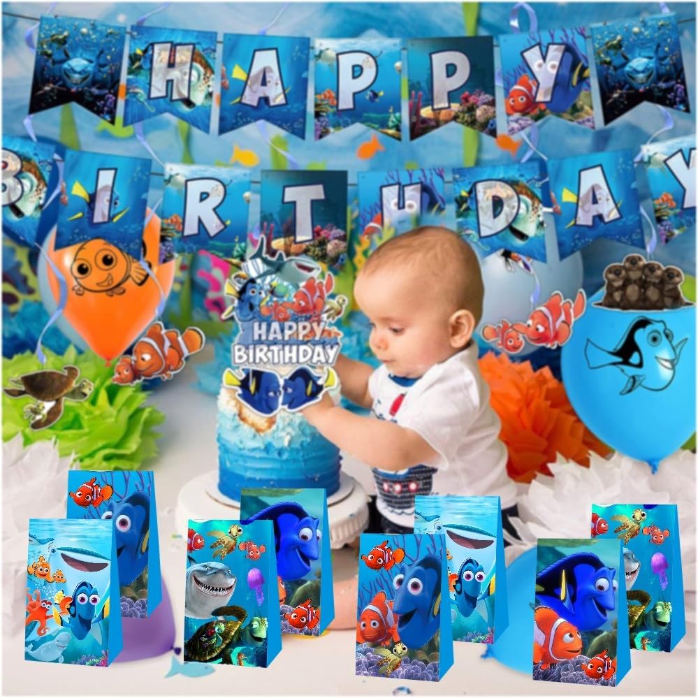 12Pcs Finding Nemo Party Gift Bags Goodie Bags for Kids Birthday Decorations Party Supplies image 5