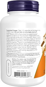 NOW Foods Supplements, Betaine HCl 648 mg, Vegetarian Formula, Digestive Support*, 120 Veg Capsules