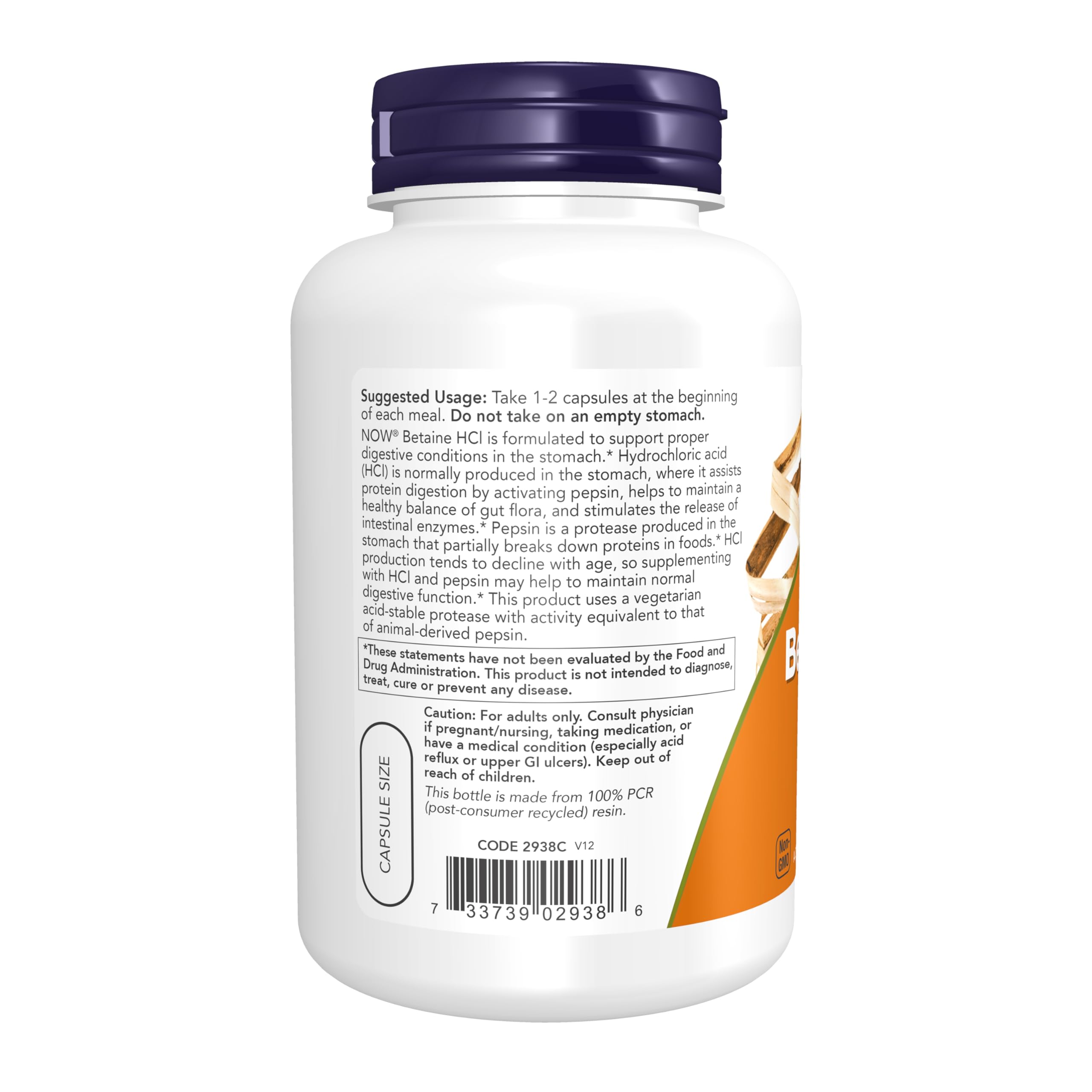 Now Foods, Betaine HCL, 648 mg, 120 Veggie Caps — Amazon image 3