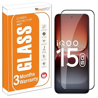 OpenTech® Military-Grade Tempered Glass Screen Protector For IQOO 15 (6.85 Inches) with Edge to Edge Coverage - Case Friendly, Anti-scratch and Bubble free installation kit