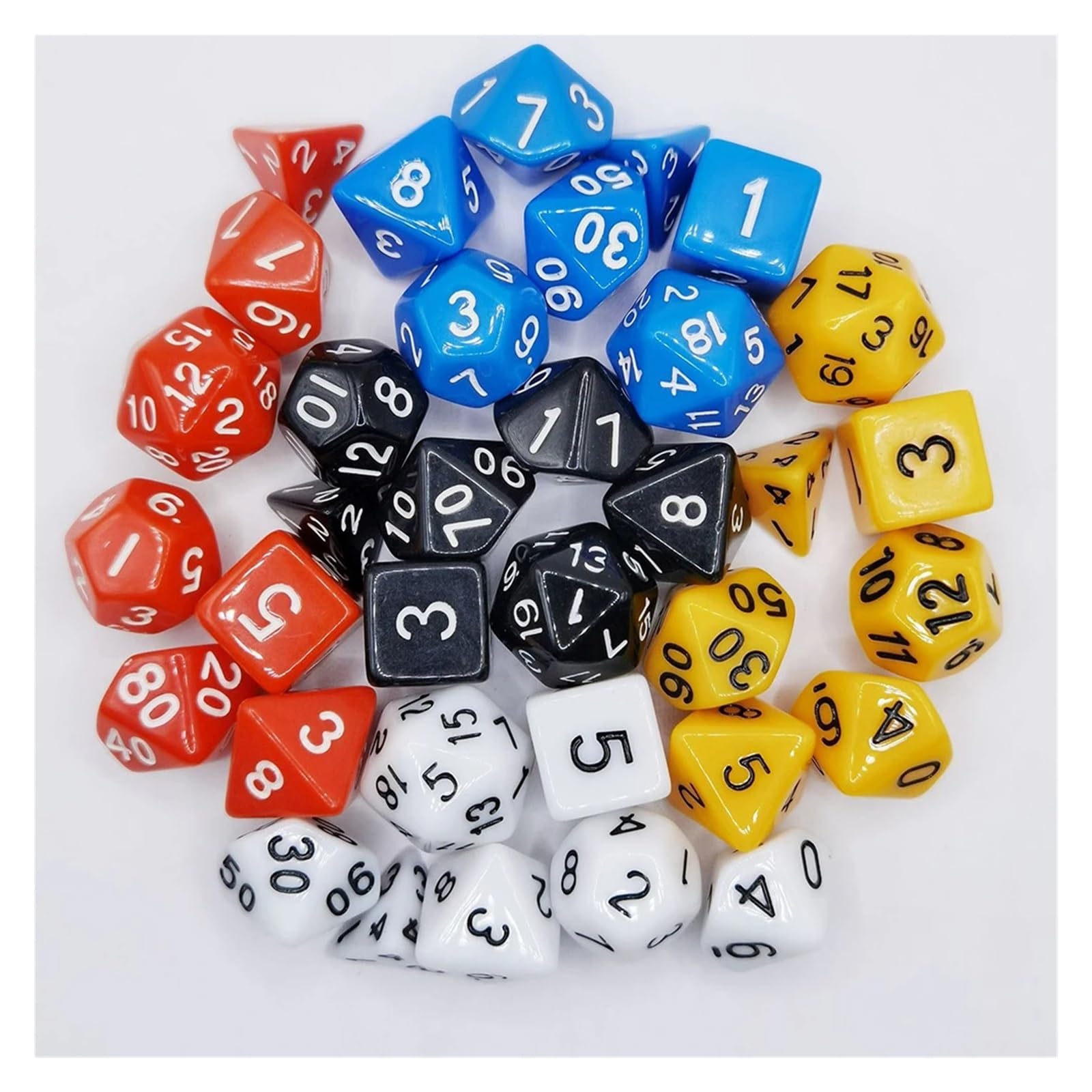 Zestaw 140/105/70 sztuk kości z etui losowy kolor wielościenny przezroczysty efekt do gry fabularnej plansza rekwizyty(7x20 140Pcs)