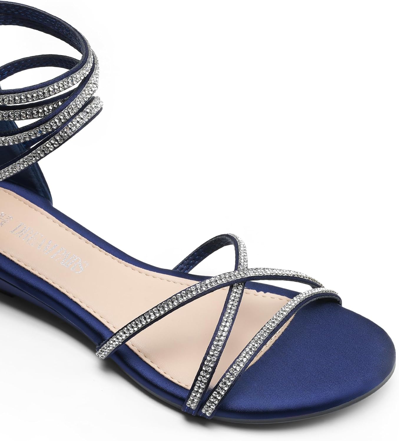 DREAM PAIRS Women's Ankle Strap Flat Sandals Summer Dressy Strappy Gladiator Rhinestones Sandals