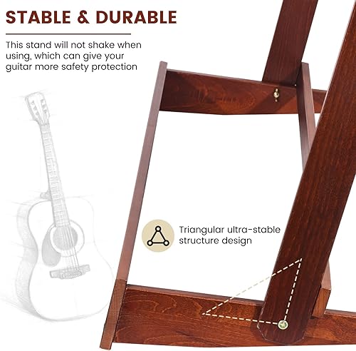 Vista 34 de Soporte para guitarra – 7 soportes de madera, diseño plegable para exhibición de guitarra clásica, acústica, eléctrica y bajo