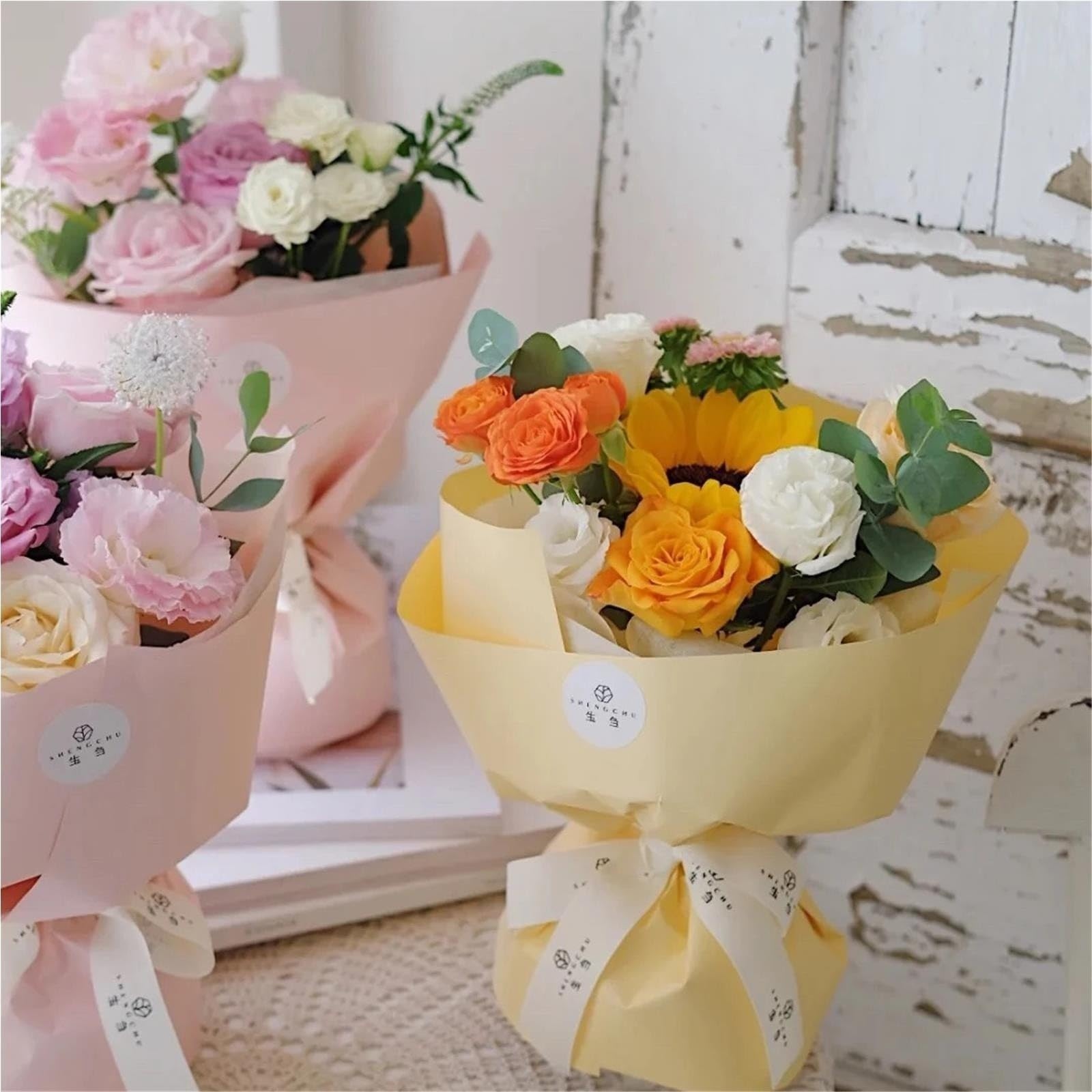 Carta Mazzo Fiori Rotolo di carta da regalo in tinta unita rosa opaco