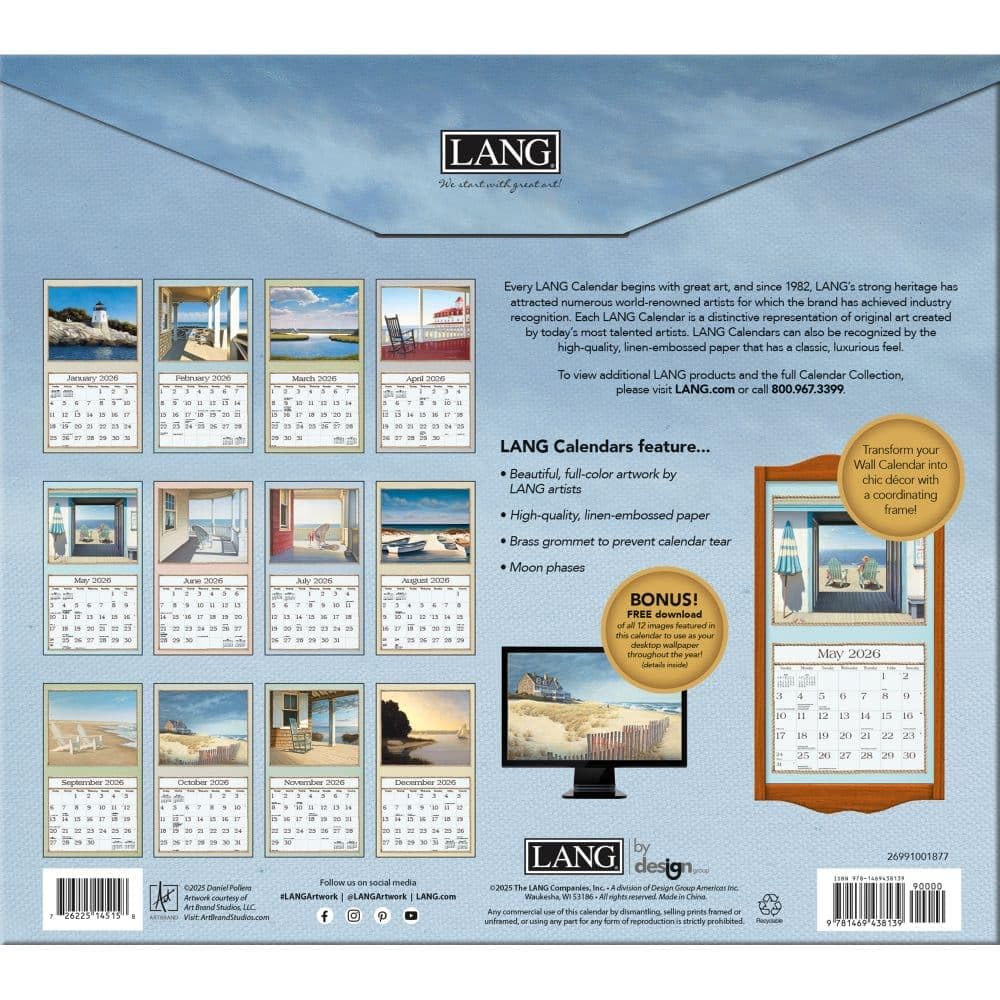 Lang, Calendrier mural 2026 bord de mer par Daniel Pollera