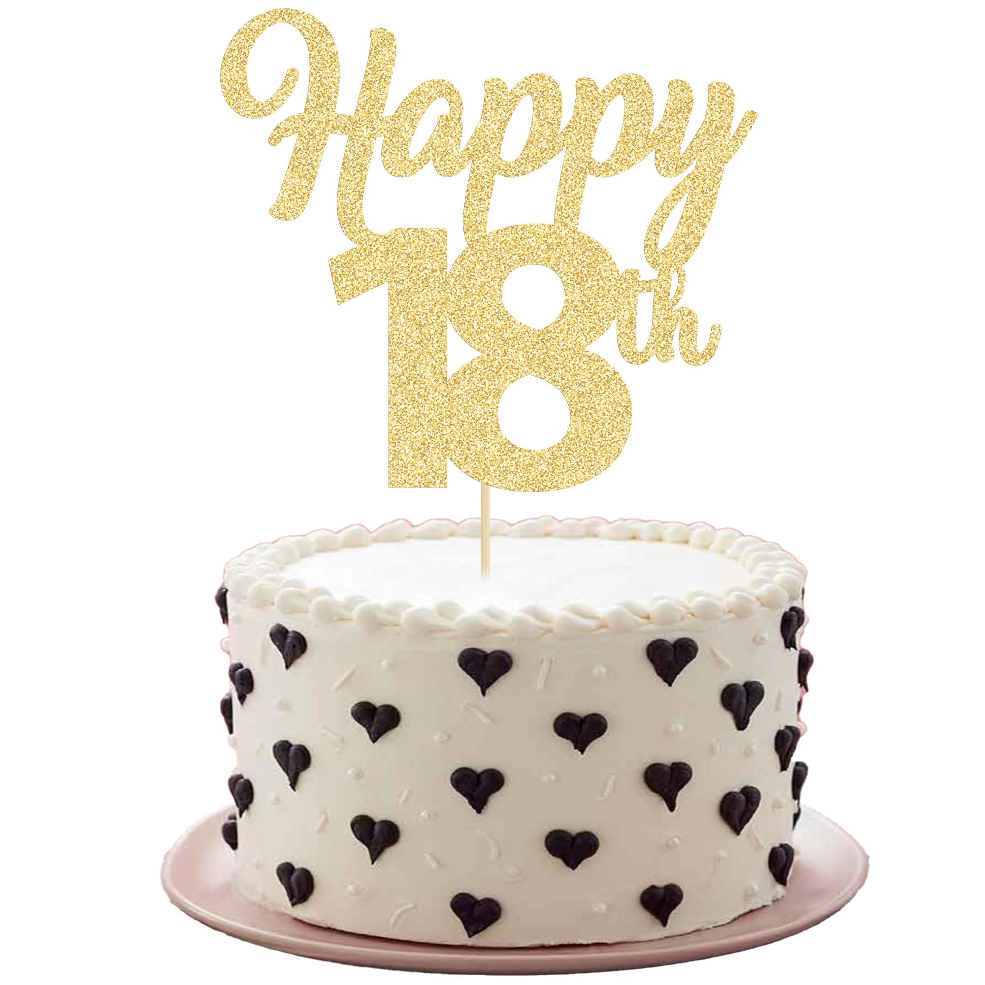 Topper Per Torta 18° Compleanno '18 E Adultish' – Oro Glitter – Cartoncino E Bamboo Alimentare – Decorazione Festa