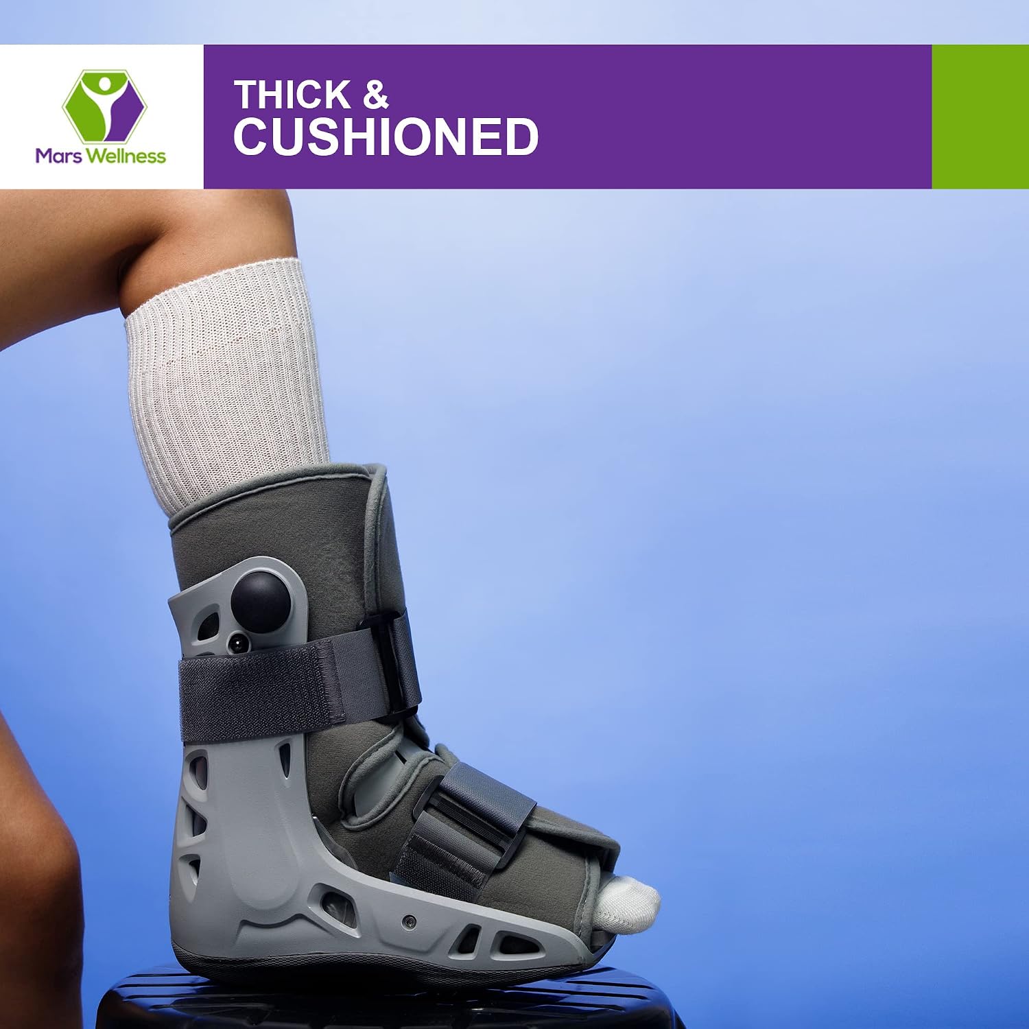 MARS WELLNESS Walking Boot Sock Liner - Low Top Short Cam Walker Boot - Cam Boot Liner - 19 Inch Cam walker Sock - 4 Socks